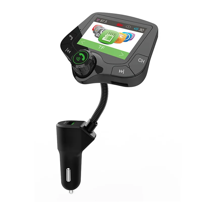G24 2.0Inch Large Screen Display FM Transmitter Bluetooth 5.0 Car Kit Hands-free QC3.0 Car Charger AUX Audio Receiver MP3 Player