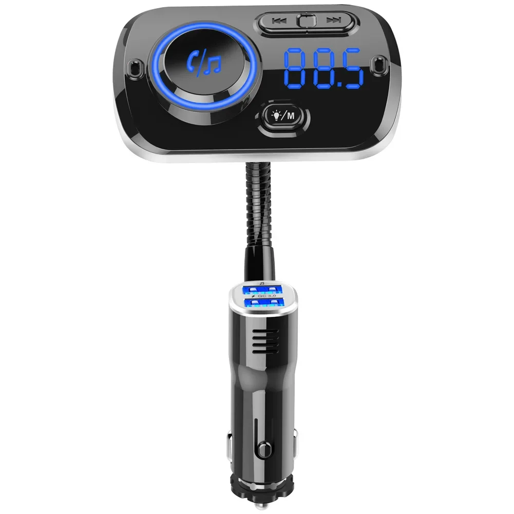 BC49AQ Breathing Ambient Light Car Voice Assistant Fast Charging Wireless Bluetooth MP3 Car Phone FM Transmitter