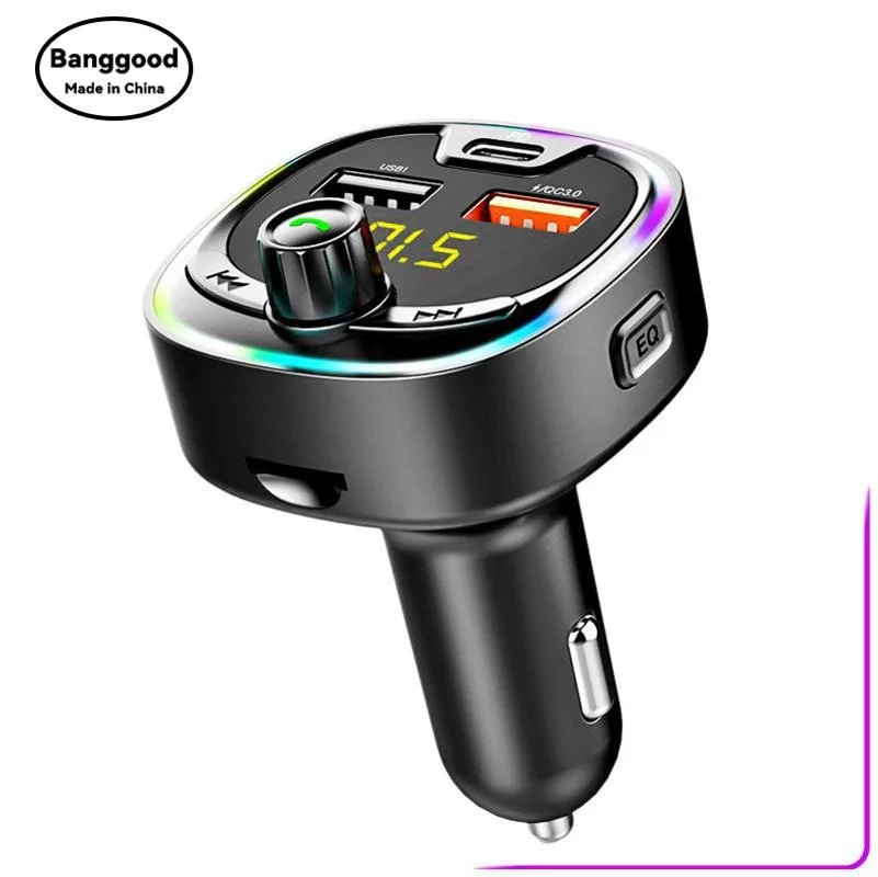 PD Fast Charging + One-click Sound Effect + Ambient Light BT08D Car Bluetooth MP3 Player Car Charger FM