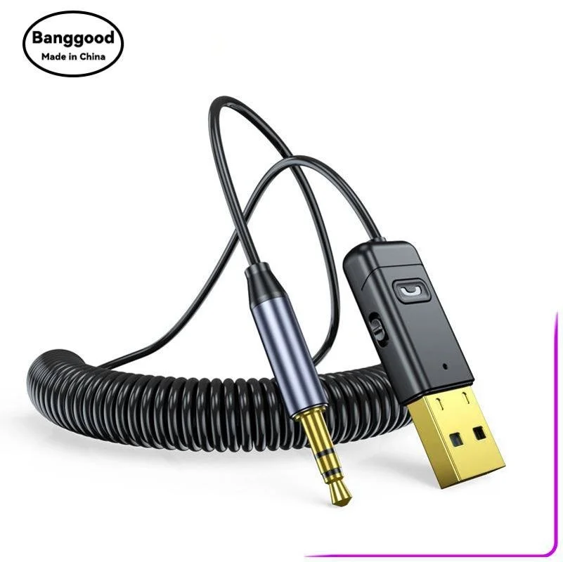 C11 Car Bluetooth MP3 Player with Retractable Spring Wire Audio AUX Receiver Car Speakerphone