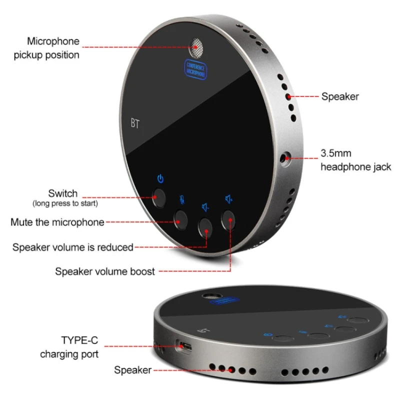 Wireless Conference microphone mini conference Speaker microphone BT USB Interface Game Voice Recording Live Speaker