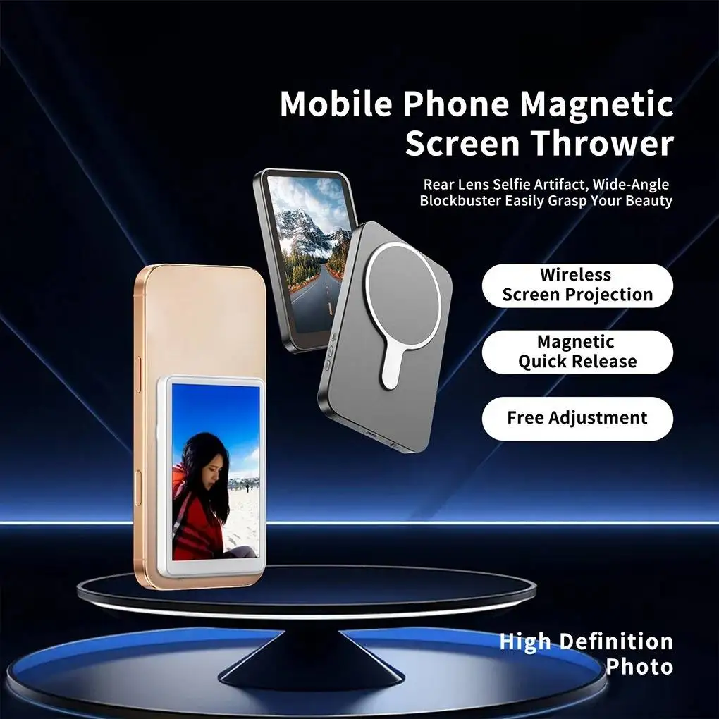 Magnetic Vlog Selfie Screen Phone Rear Camera Selfie Monitor Display Device For iPhone 16 15 14 Pro Max Android Phone Xiaomi Kit