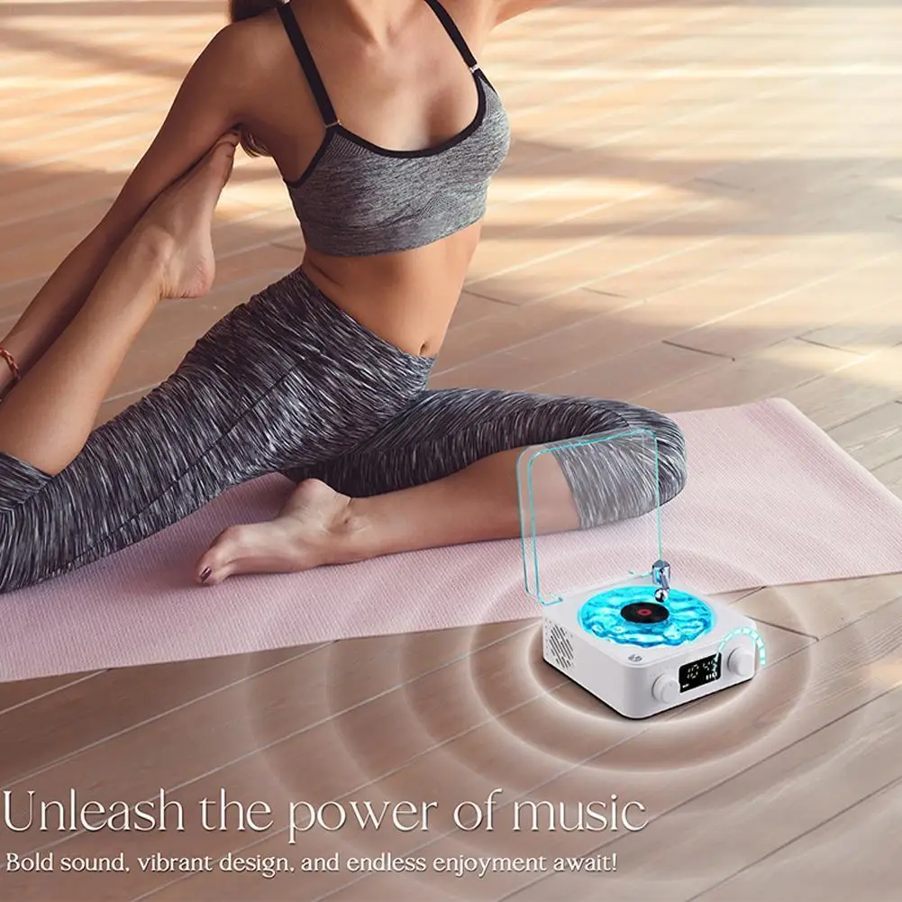 Vinyl Player Bluetooth Speaker 2025 New Portable Vintage Vinyl Speaker With Adjustable Light And Time For Bedroom Party Gift