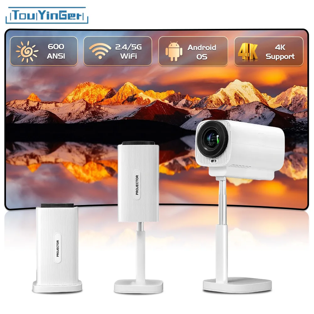 Touyinger E700 Pro Mini Projector LED Smart Android Beam 1080P Portable Speaker Adjustable Stand Home 600 Lumens Proyector