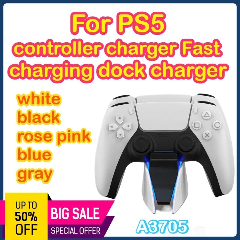 Dual Fast Charger for Playstation 5 Controller Charger Station Charging Cradle Dock Station With LED Indicator for PS5 Gamepads