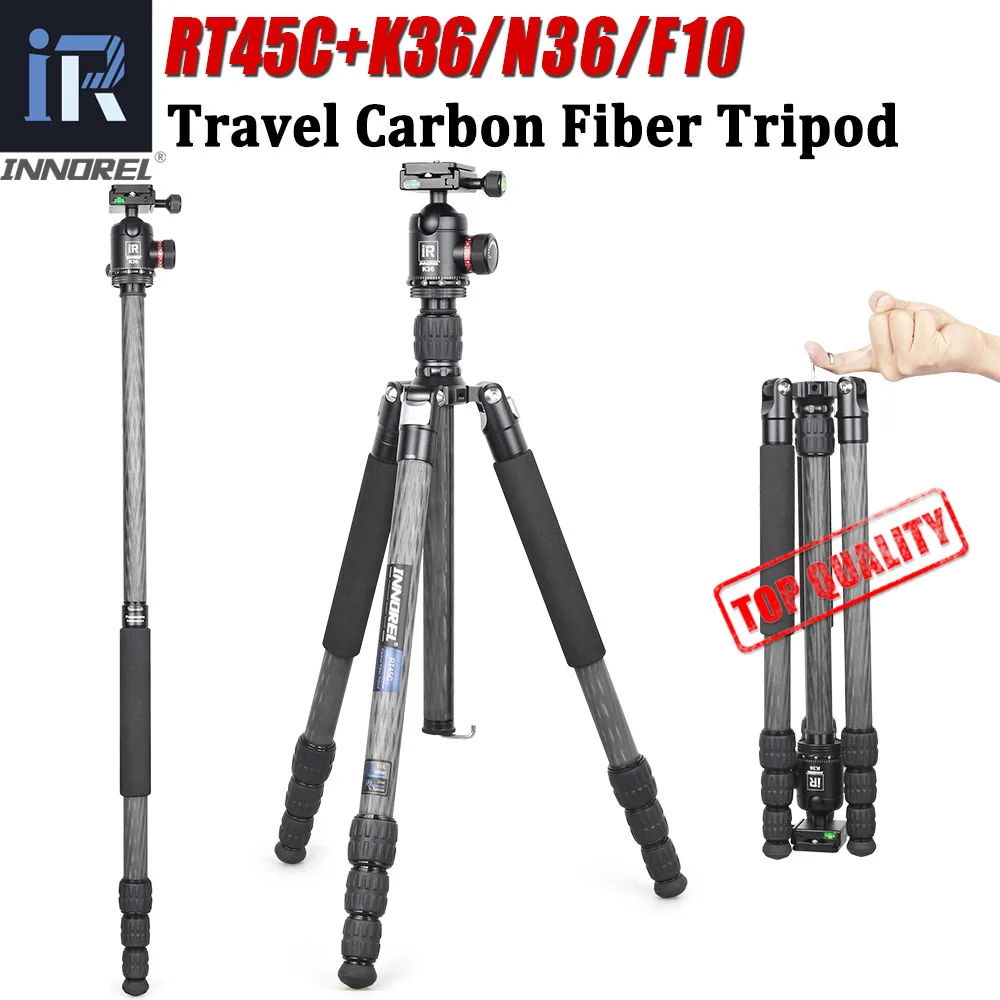 Multi-function Carbon Fiber Tripod-INNOREL RT45C Professional Travel Lightweight Monopod for DSLR Camera Load 15kg with Ballhead