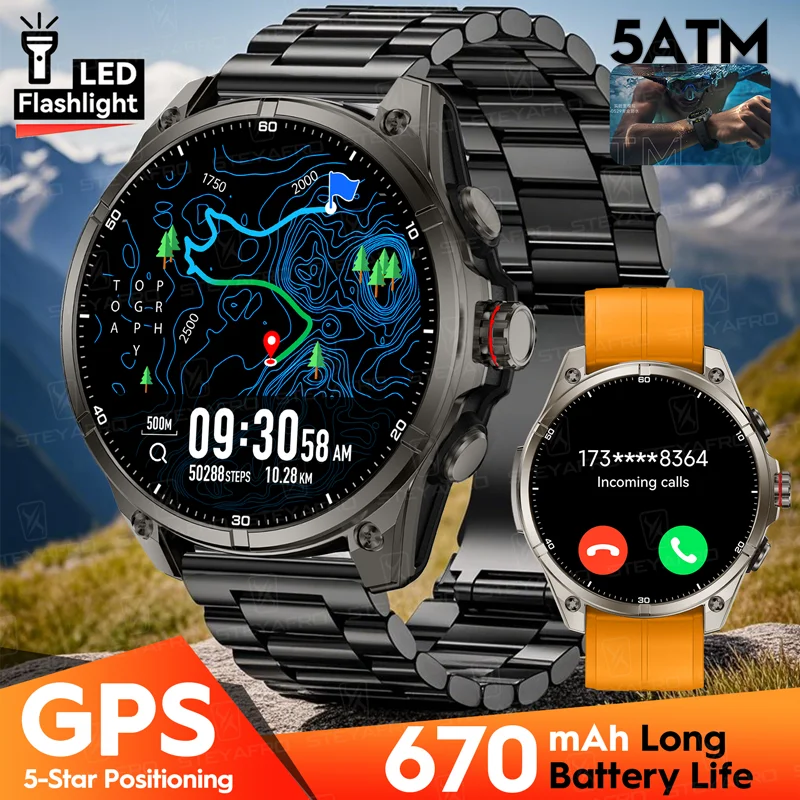 Original GPS Smart Watch 5ATM Waterproof Built-in Dual-band GNSS Compass Military Sport Smartwatch Men 2025New For Xiaomi Huawei