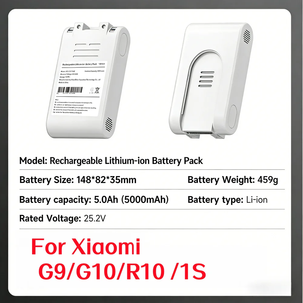 25.2V 5000mAh Rechargeable lithium ion Battery Pack For Xiaomi Mijia G9 G10 1S Wireless Vacuum Cleaner Accessories.