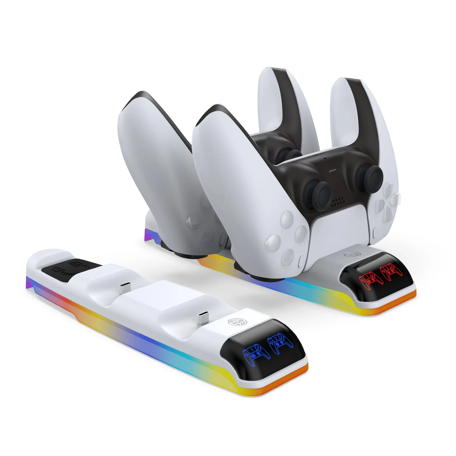For PS5 Slim RGB Charging Station Replacement Dual Controller Charging Dock Game Console Top Charger Station for ps5 Slim