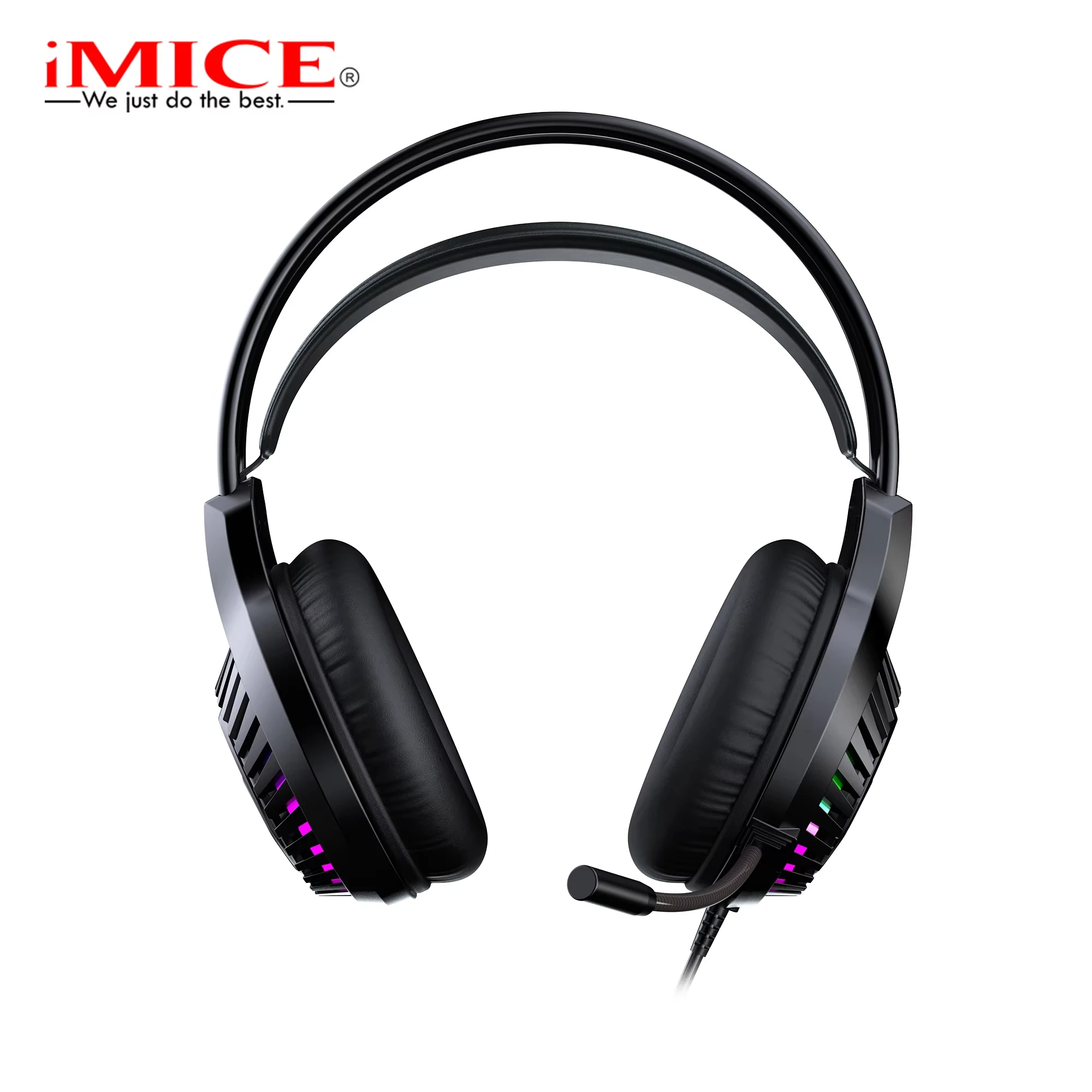 iMICE HD-450 Dynamic RGB Gaming Headset with Mic Over-Ear Headphones 7.1 Surround Sound PC PS4 PS5 3 EQ Options Game Movie Music