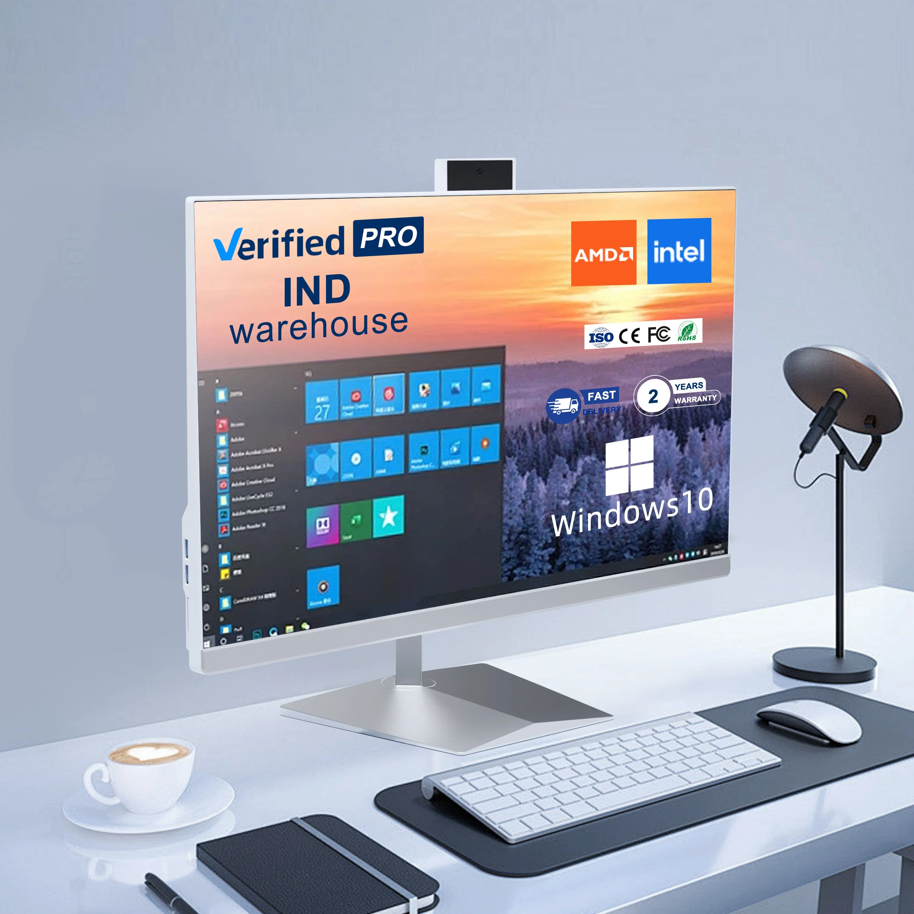 Office Gaming Computer Desktop Dual Speakers WIFI Bluetooth Core I3 I5 I7 DDR4 RAM 1tb Ssd All-in-one Pc Allinone Computer