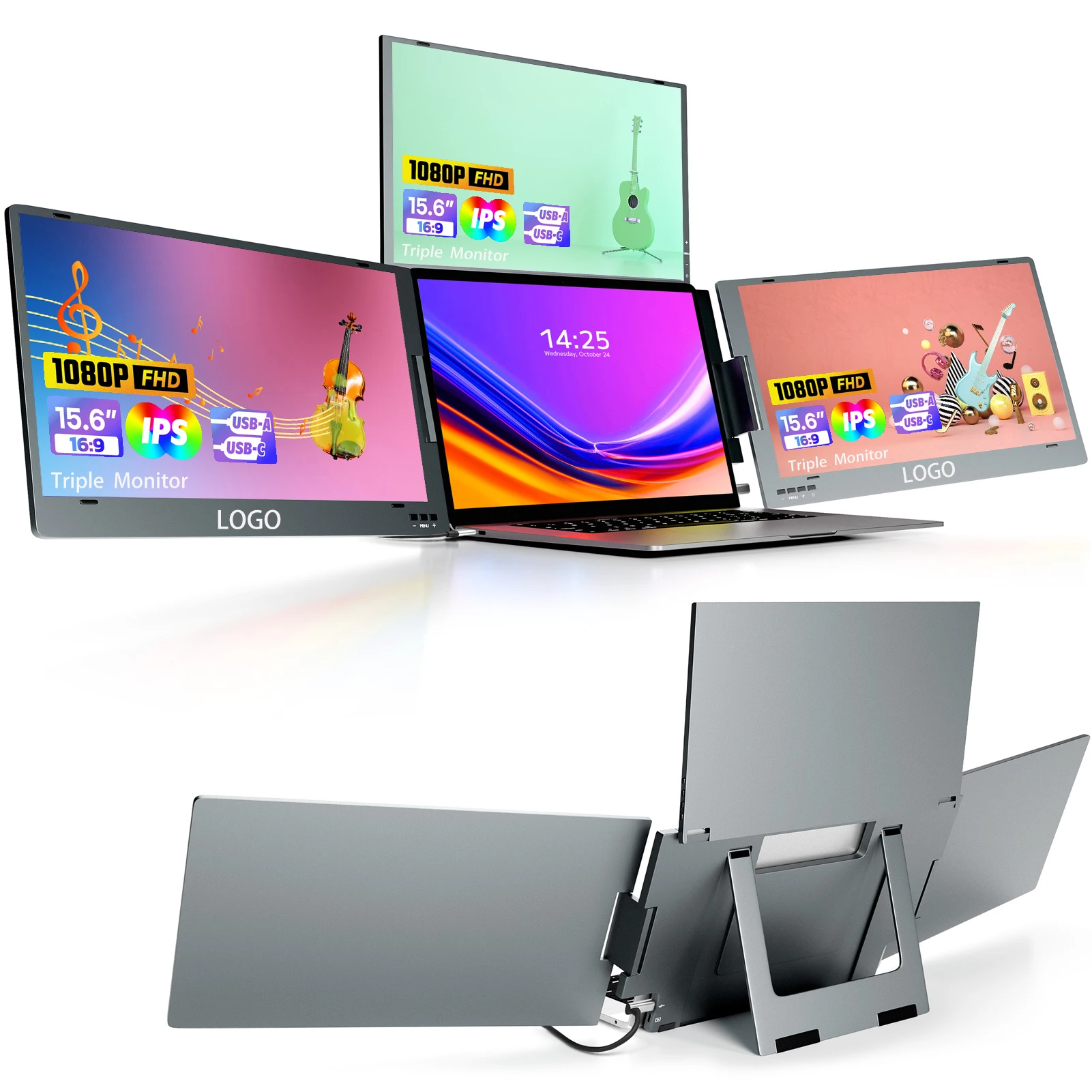 15.6 Inch Laptop Monitor USB C HD Display Care External Screen Portable Monitor For PC Phone Switch PS5