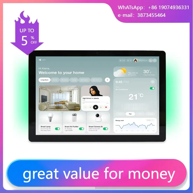 Smart Home Android Tablet Control Panel Wall Mount 8" RK3566 4+64GB POE RS485 Rugged Touch Screen