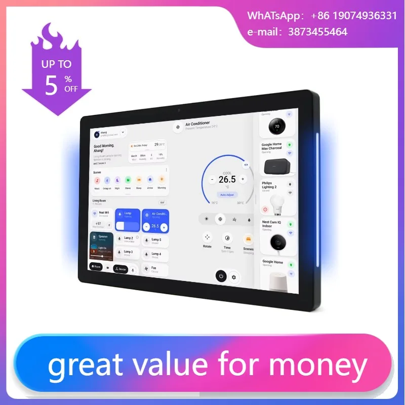 Smart Home Control Panel Wall Mount Android Tablet 8" RK3399 4+64GB POE RS485 Linux Gateway