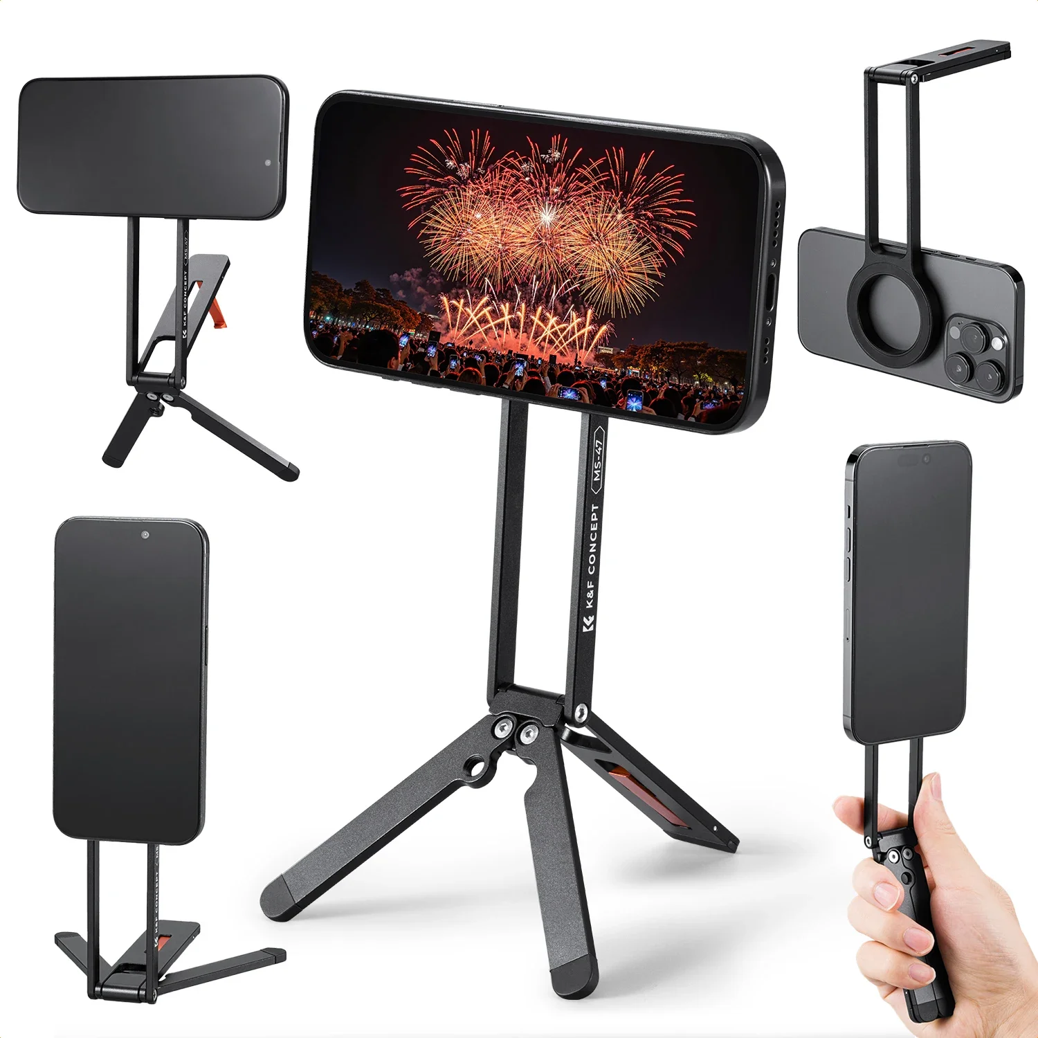 K&F CONCEPT 22.5N Strong Magnetic and Portable Mini Phone Tripod Stand for iPhone 17 16 MagSafe Samsung Aluminium Alloy Pocket