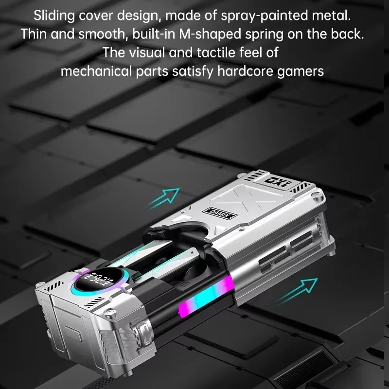 Mecha Style Wireless Bluetooth Earbuds Sliding Cover Design Low Latency Earphones For Gaming Music