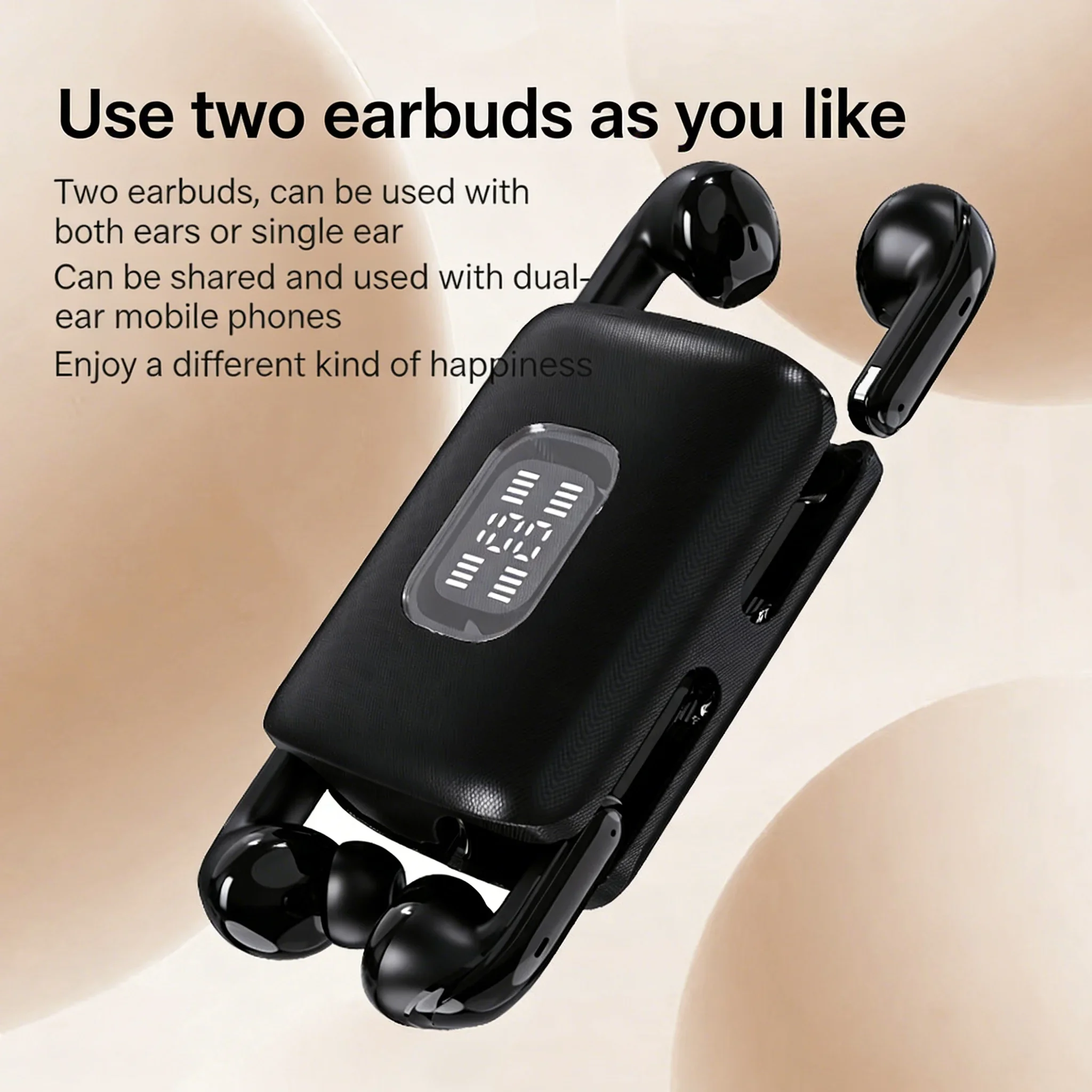 Dual Pairs Wireless Bluetooth Earphones with LED Digital Display Couple Earbuds HIFI Sound Low Latency For Music Gaming