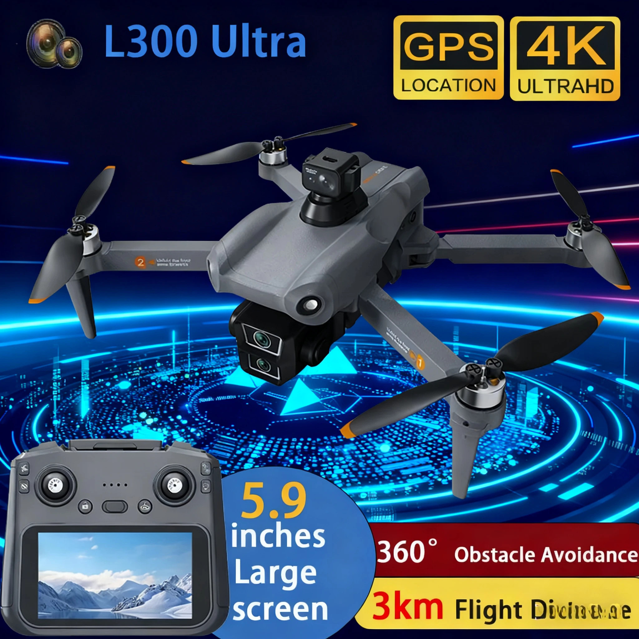 L300 Ultra Drone Professional 4K Wide-Angle HD Camera 5G GPS Wifi FPV 3-Axis EIS RC Dron 360° Obstacle Avoidance Quadcopter Toys