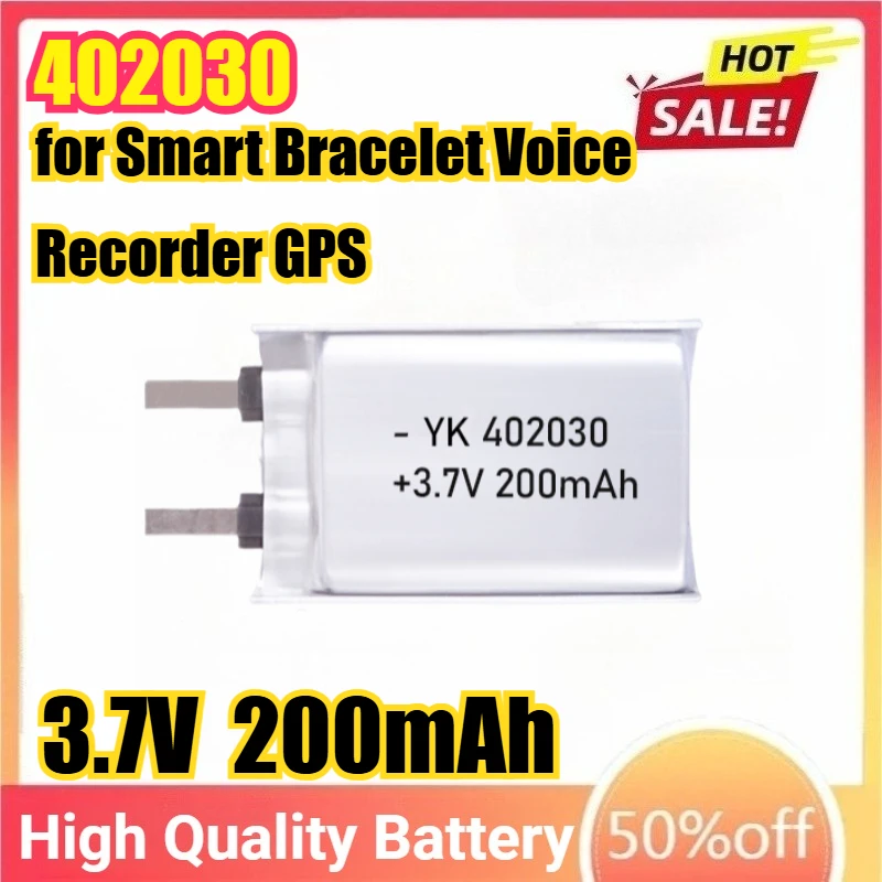 402030 200mAh 3.7V Lithium Polymer Battery for Smart Bracelet Voice Recorder GPS Tablet PC Pet Training Tool Webcam Batteries