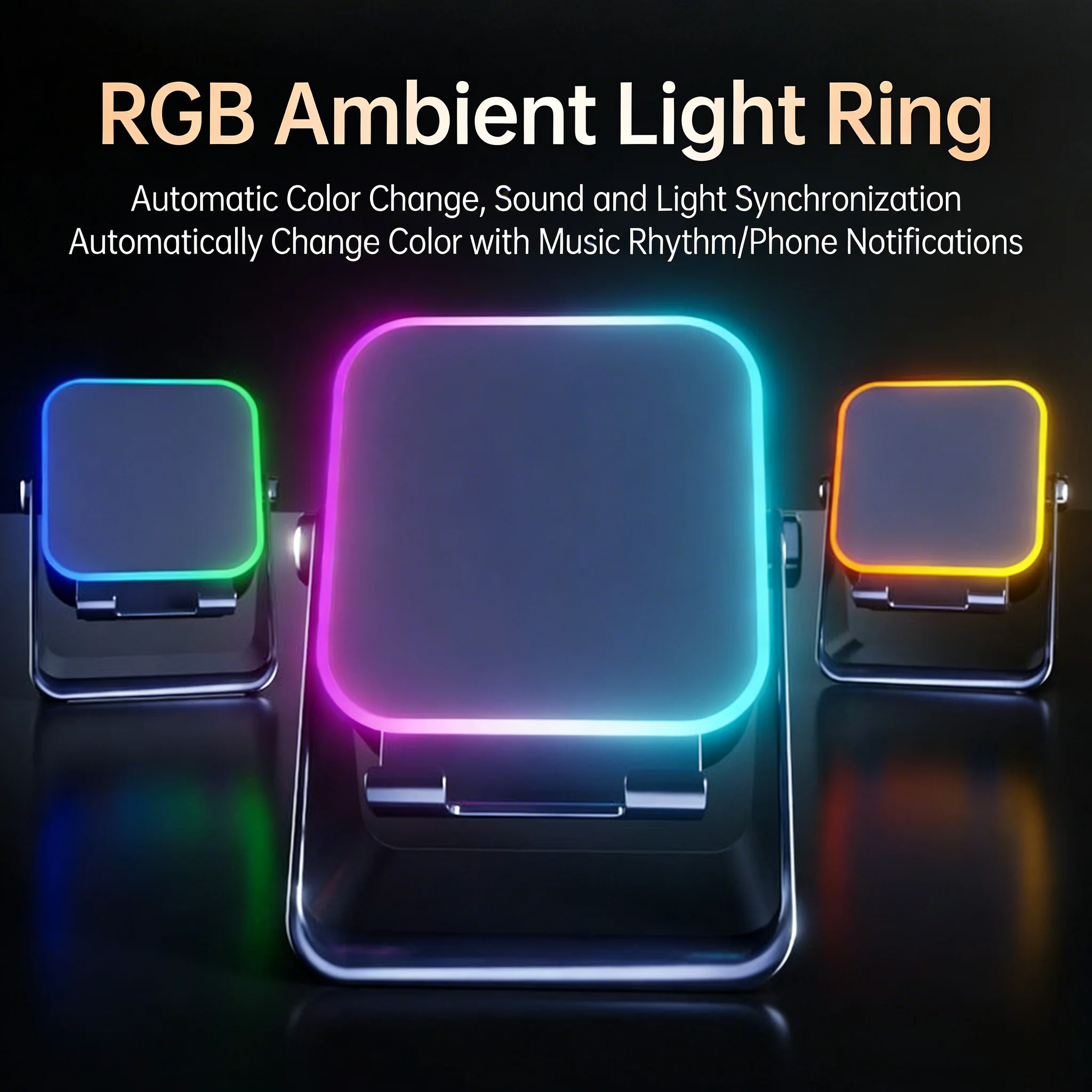 Versatle Induction+Bluetooth Wireless Dual-Mode Speaker Bracket 2-in-1 Rechargeable RGB Ambient Light Subwoofer For Cell Phone