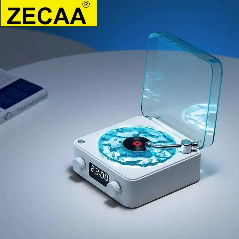 ZECAA Waves Vinyl Player Bluetooth RGB Speaker Box With White Noise Retro Turntable Speaker Sleep Aid Vitrola Shaped Speaker