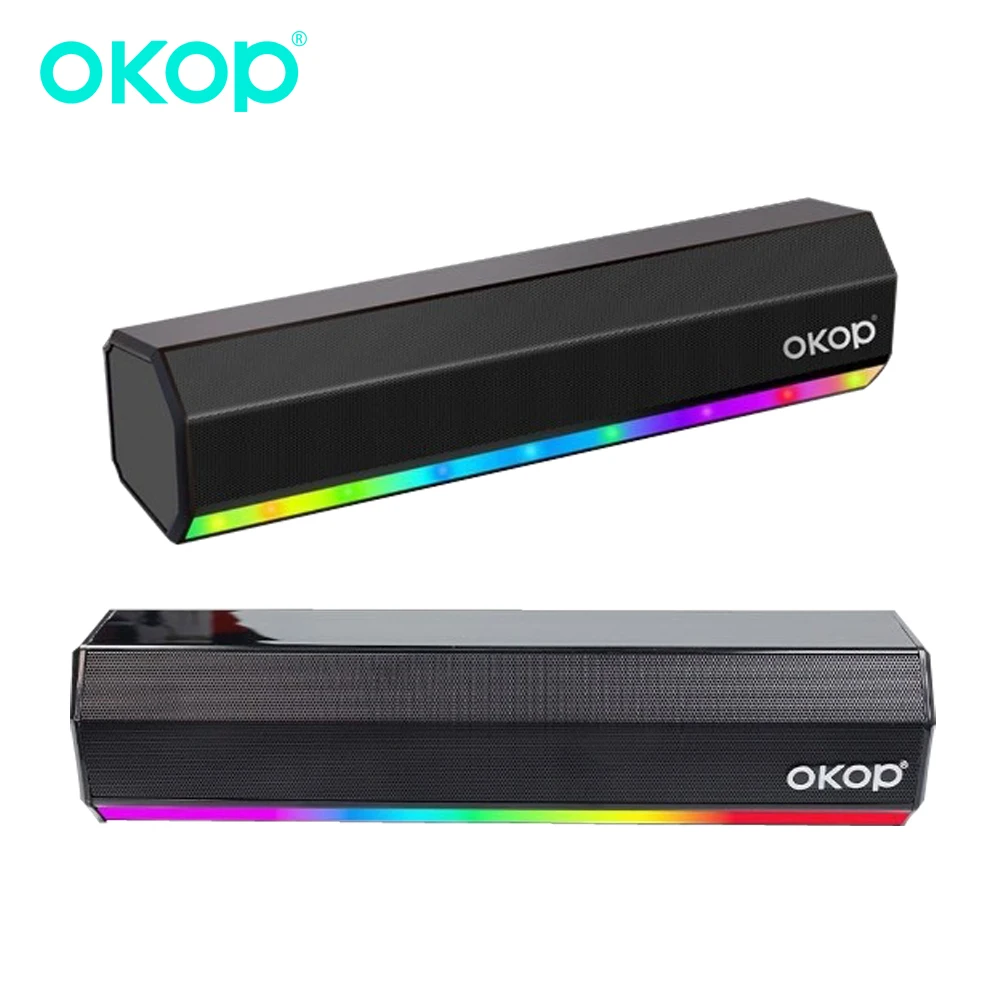 OKOP Sound Bar Wireless Bluetooth Speaker with Subwoofer AI Voice Control RGB Colorful Strip Home Theater System