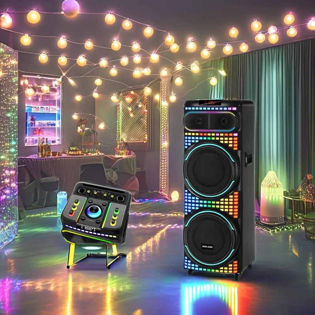 Portable 12-Inch RGB LED Wood-Plastic Speaker 80W Connectivity Boxed TF Party Home Theatre Mobile Phone Computer