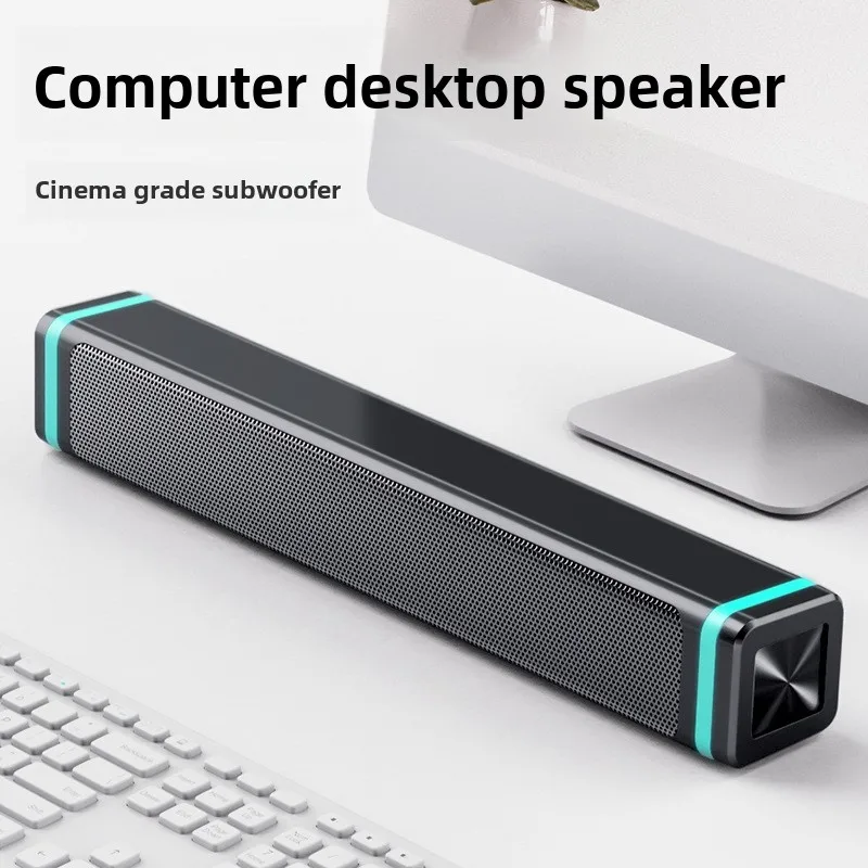 Bluetooth Speaker Wireless Strip Double High Volume Subwoofer RGB Atmosphere Light Home Sound Quality USB Wired