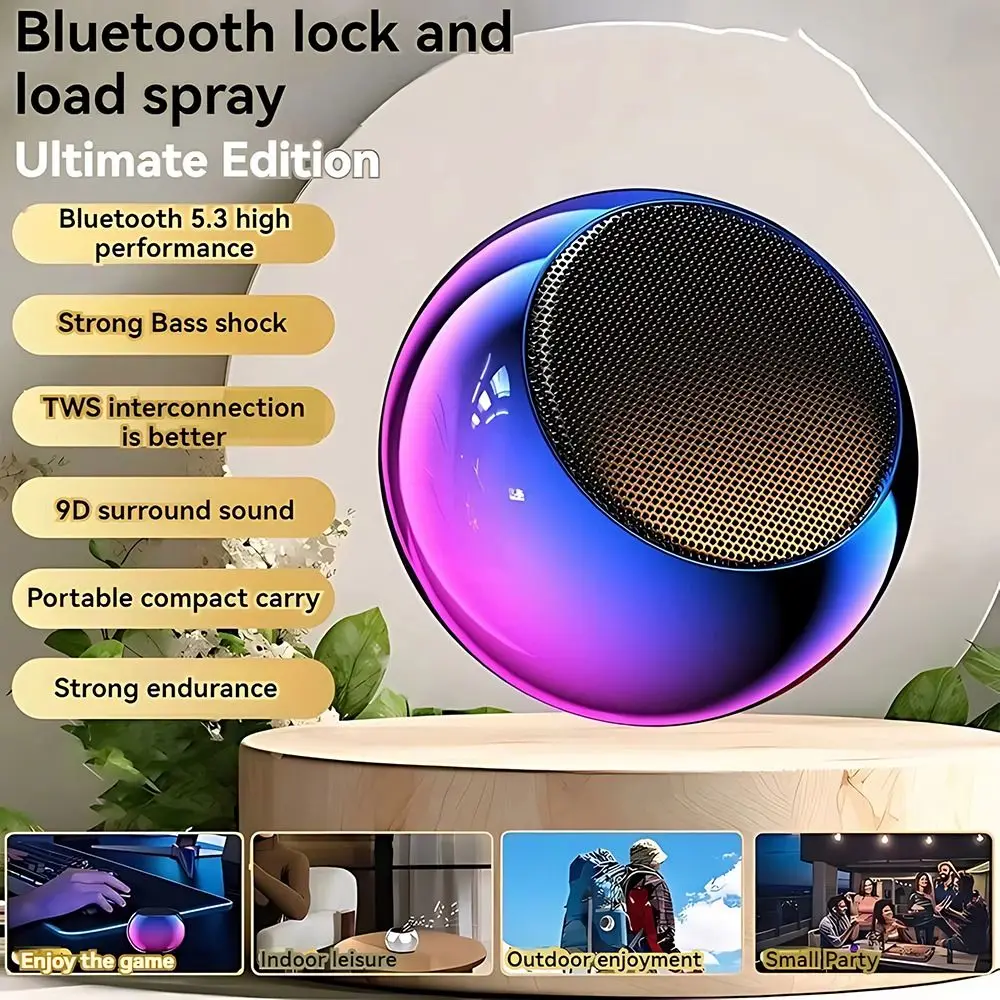 with RGB Lighting Mini Bluetooth Speaker Magnetic 2-in-1 Wireless Sound Box High Sound Creative Portable Subwoofer