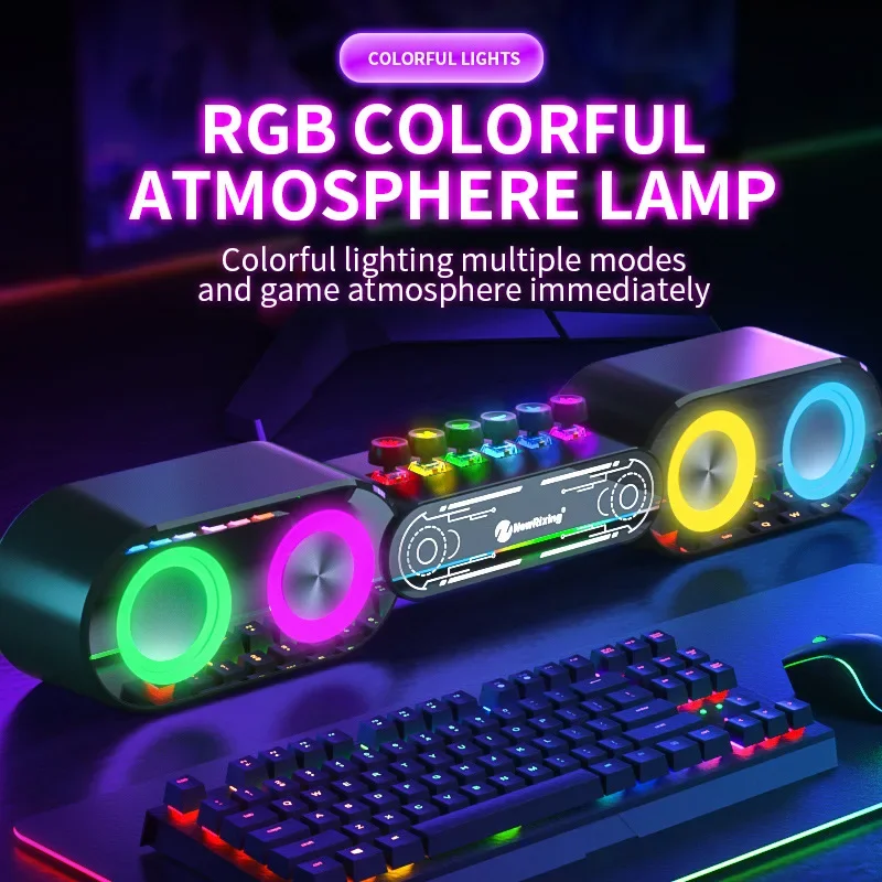 Gaming Wireless Speaker RGB Backlit Mechanical Shaft Buttons TWS FM TF USB Hands - Free