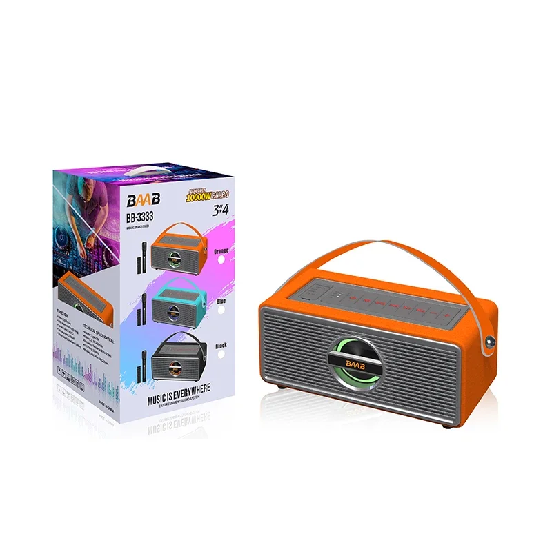 BB-3333 Portable 3 Inch Wireless Speaker RGB Mini Bass Karaoke Audio Player USB Microphone Home BT Radio Charging Boxed Computer