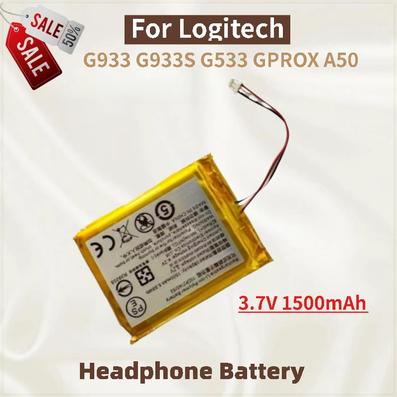 3.7V 1500mAh Replacement Digital Battery For Logitech G933 G933S G533 GPROX A50 Gaming Headset Headphone