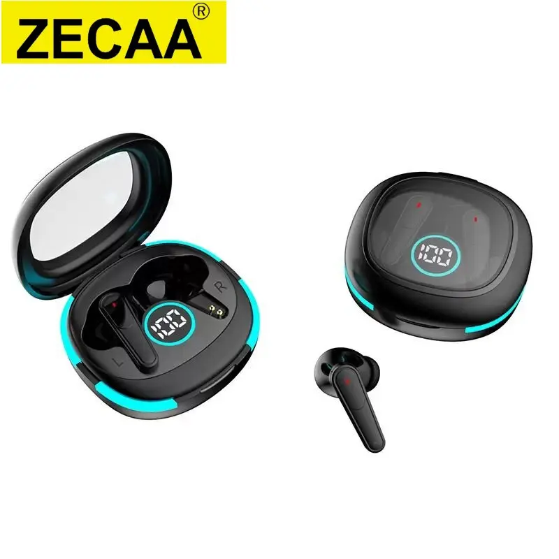 ZECAA Bluetooth 5.3 TWS True Wireless Headset Earphone Noise Cancelling Earpiece Bluetooth Digital Wireless ANC Gaming Headset
