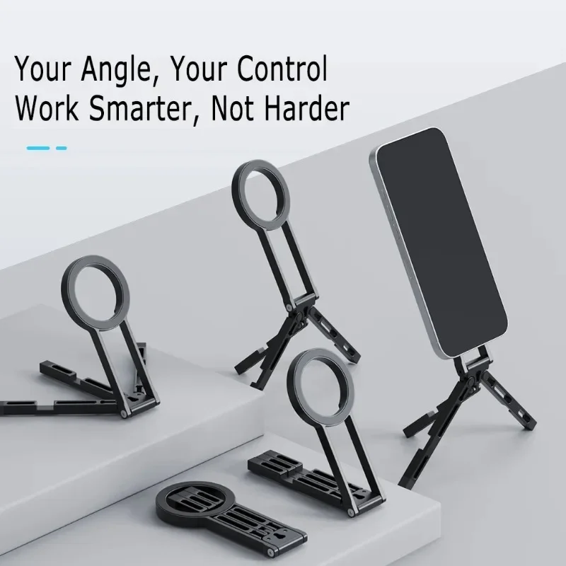 For Magsafe Phone Tripod Dual-sided Magnetic Lazy Desktop Holder Foldable Portable Cell Phone Bracket Travel Vlog Live Streaming