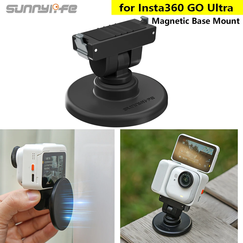 Sunnylife Magnetic Base Mount For Insta360 GO Ultra Multifunctional Magnetic Mount Adjustable Bracket Base Adapter Tripod Camera