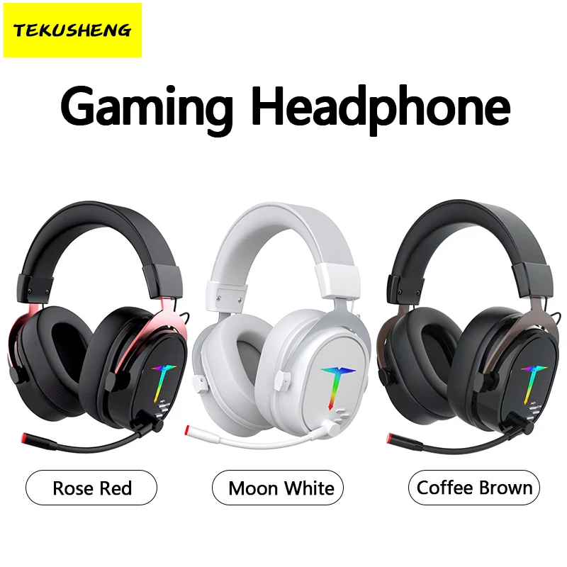 High Quality Wireless Bluetooth Headphones RGB Gamer Headset with Microphone Noise Canceling Headphones for PC PS4 PS5 XBox