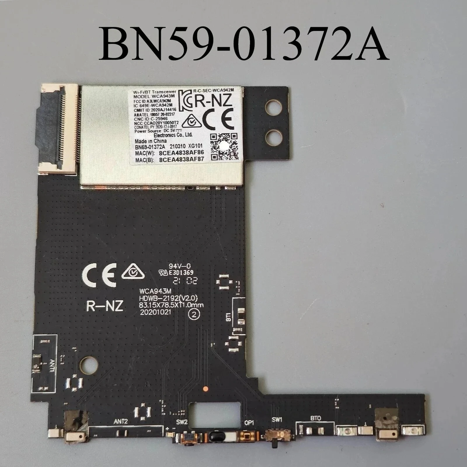 BN59-01372A WCA943M HDWB-2192 Wi-Fi and Bluetooth Wireless Module is for Samsung QE65QN700AT QN65QN800AF QN65QN800AG QN65QN800AK