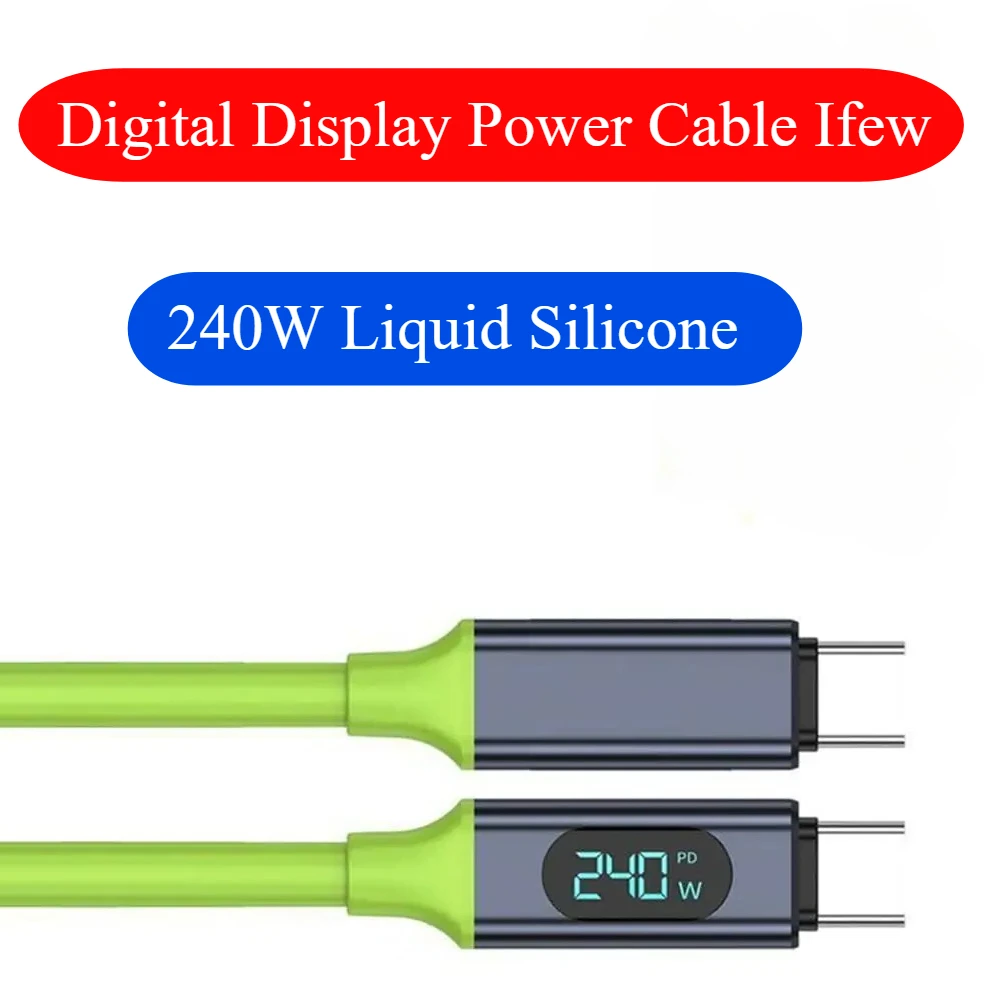 240W Type C to Type C Cable Phone Super Quick Charging Cable With LED Display USB To Type-C Data Cord For iPhone Xiaomi Samsung