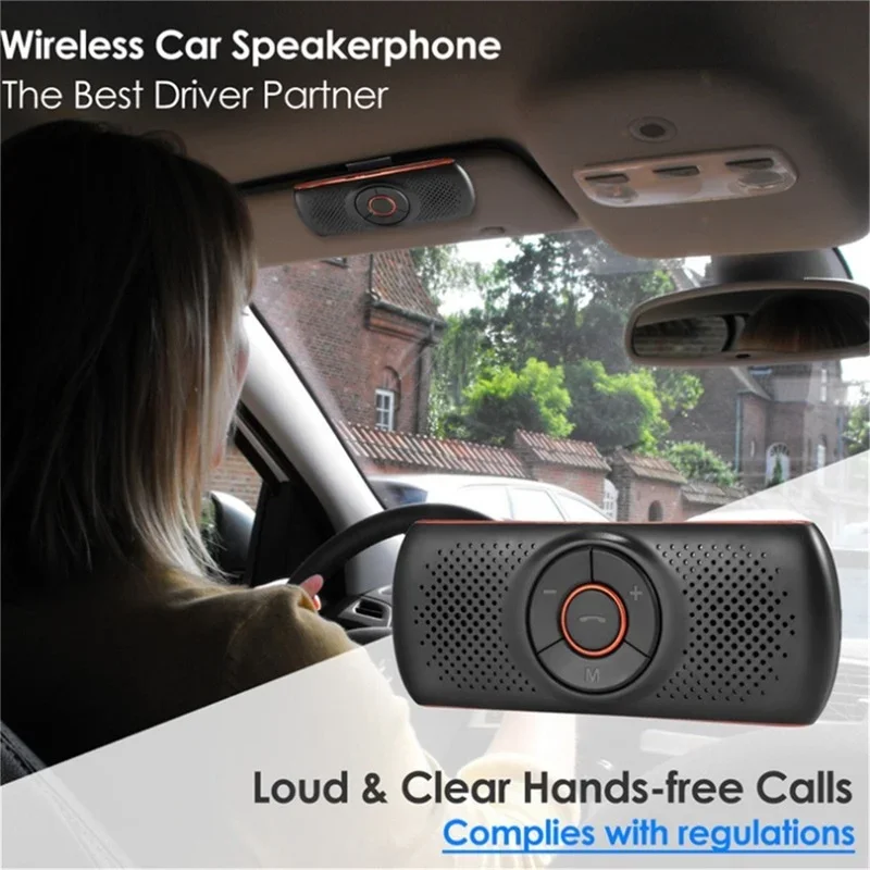 Car Handsfree Blueteeth Speaker Phone Smartphone Multi-point Sun Visor Support Mp3 / Wma From The Tf Card Directly Visor