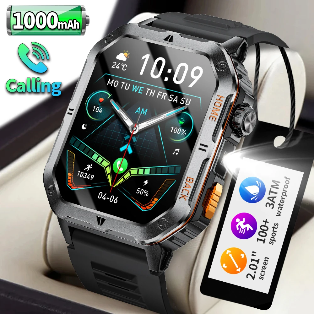 Original LIGE Smart Watch 1000mAh Extra Large Battery smartwatch Men Women LED flashlight 3ATM Waterproof watchs gift For XIAOMI