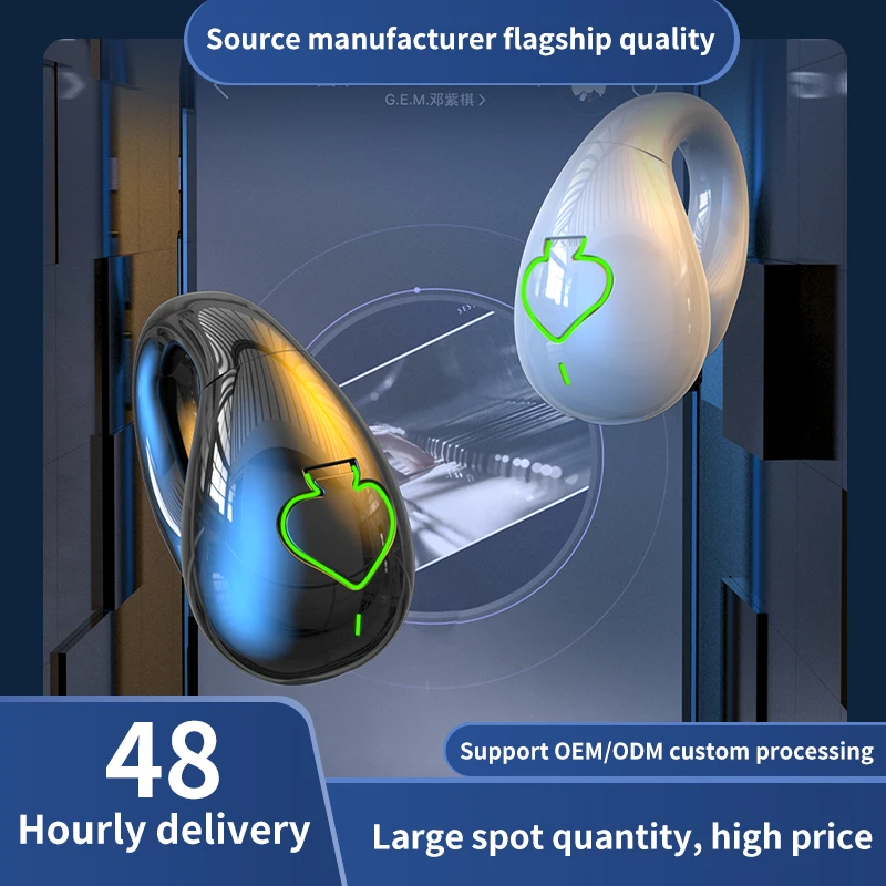 New Single In-Ear Clip Headphones TWS Bluetooth 5.3 Earphone Wireless Earbud With Mic Sports Stereo Headset For Iphone Samsung