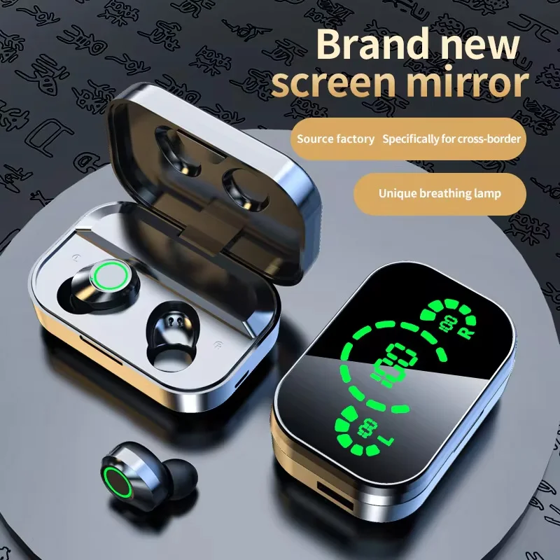 LED Digital Display TWS Earbuds | Bluetooth 5.3, Touch Control, low latency Waterproof Gaming Headphones with HiFi Sound