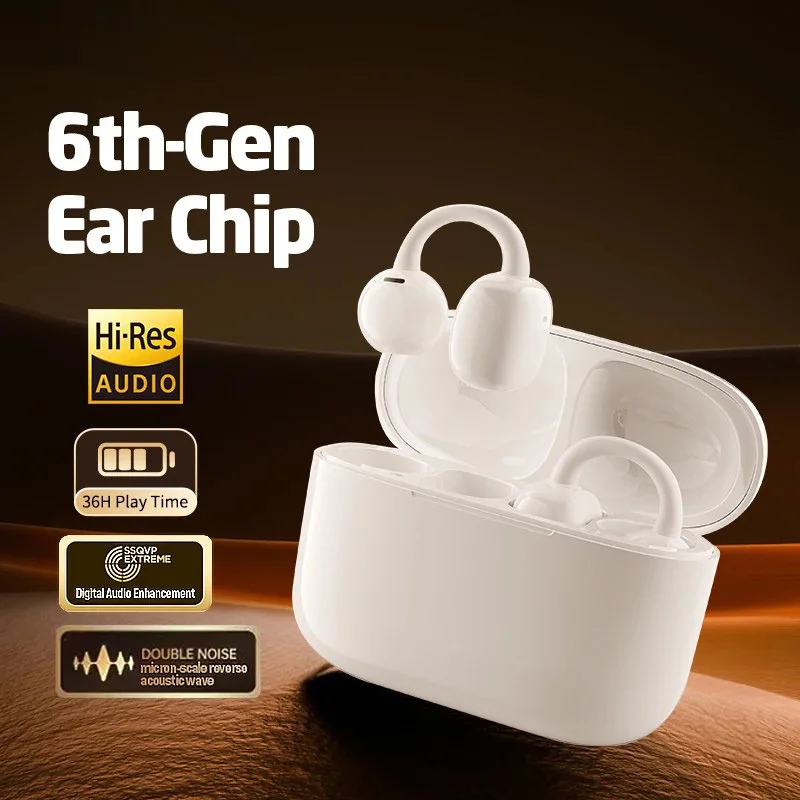 Smart Ai Translation Ear-Clip Earphones Long Battery Life Bluetooth6.0 Earbud HiFi Sound Noise Reduction Earpod Compatible Apple