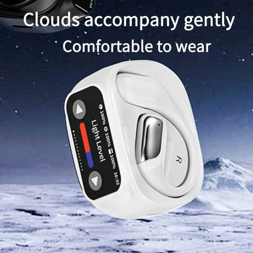 New Smart Color Touch Screen ANC Noise Reduction Bluetooth Earphones HiFi Sound Low Game Latency Ear-hook Sport Music Earbuds
