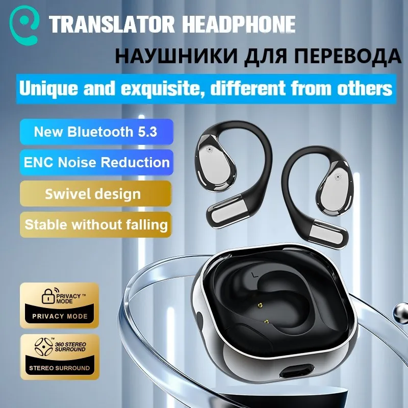 Art-grade Design Real Time AI Translator Earbuds Noise Cancelling Smart Screen Ai Powered Translation Earphone