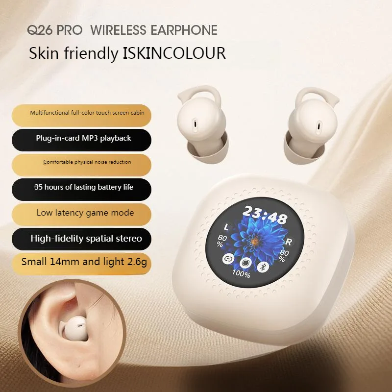 Smart Mini Wireless Bluetooth Sleep Earphones Invisible Color Touch Screen Noise Reduction Earbud Support Memory Card Music Play