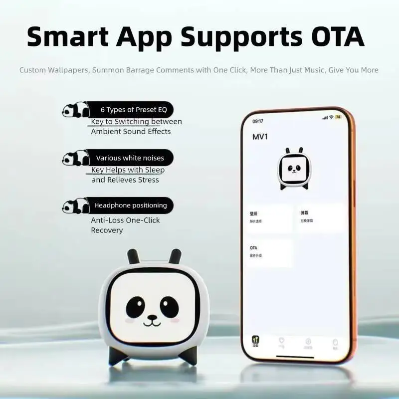 Cute Little TV Shape Smart Screen Desktop Noise Reduction Music Earbuds Wireless Bluetooth Ear-clip Earphones For Girl Gifts
