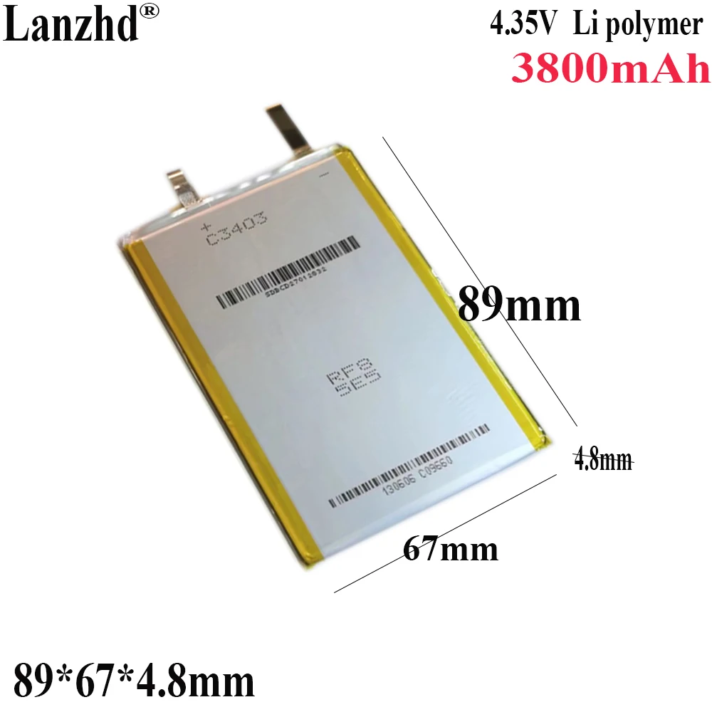 3.7V Li Lithium Polymer Rechargeable battery li-po 3800mAh 486789 for GPS DVD PDA PAD power bank e-book camera tablet PC laptop