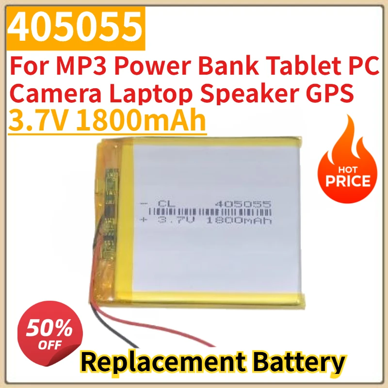 New 3.7V 1800mAh Rechargeable Battery 405055 For MP3 Power Bank Tablet PC Camera Laptop Speaker GPS