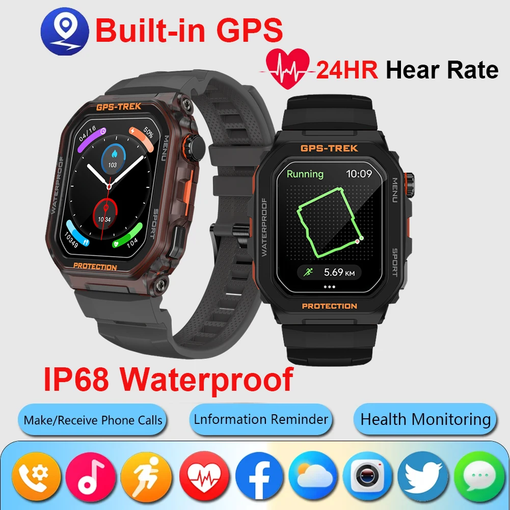 2025 New GPS Smart Watch Outdoor SPort Built-in GPS Smartwatch Fitness Tracker Bluetooth Call Watch for Xiaomi Huawei iPhone